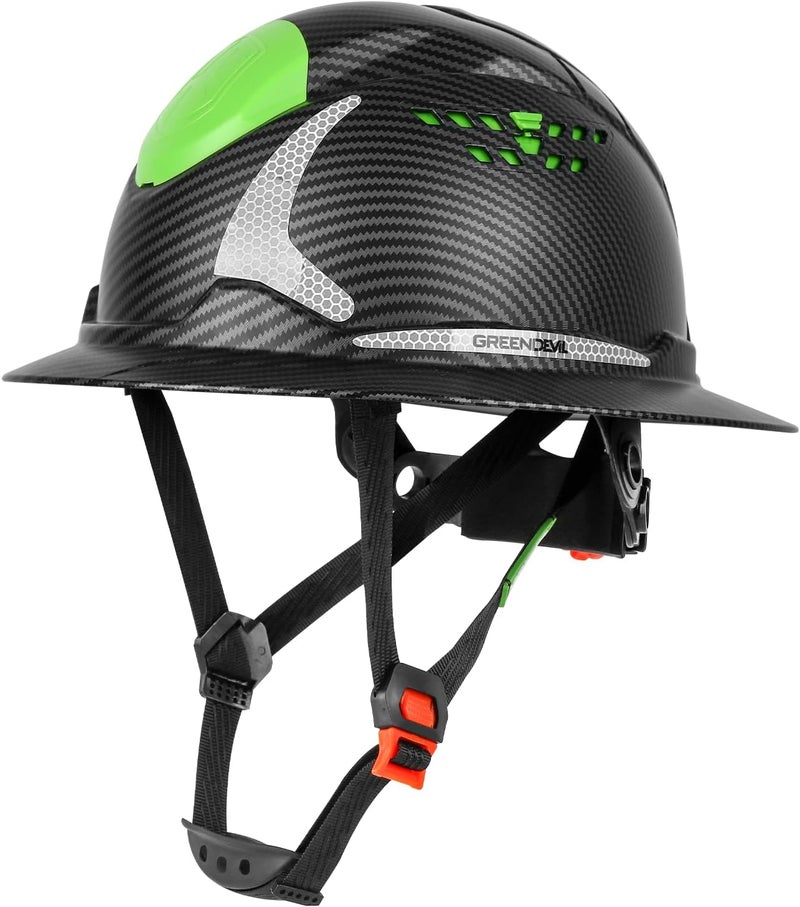 GREEN DEVIL Matrix Full Brim Hard Hat with Headlight Vented Construction Safety Helmet OSHA Approved Cascos De Construccion Work Hardhat for Men&Women - Image 1